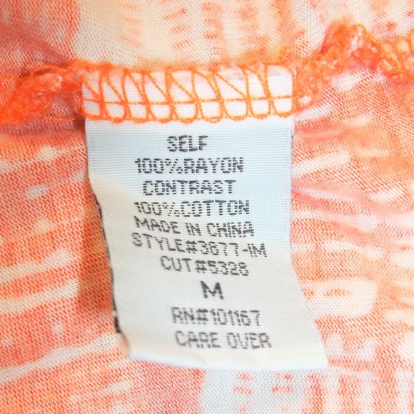 Cha Cha Vente Womens Tank Top Size Medium Crochet Pleated Geometric Orange White - Picture 5 of 6